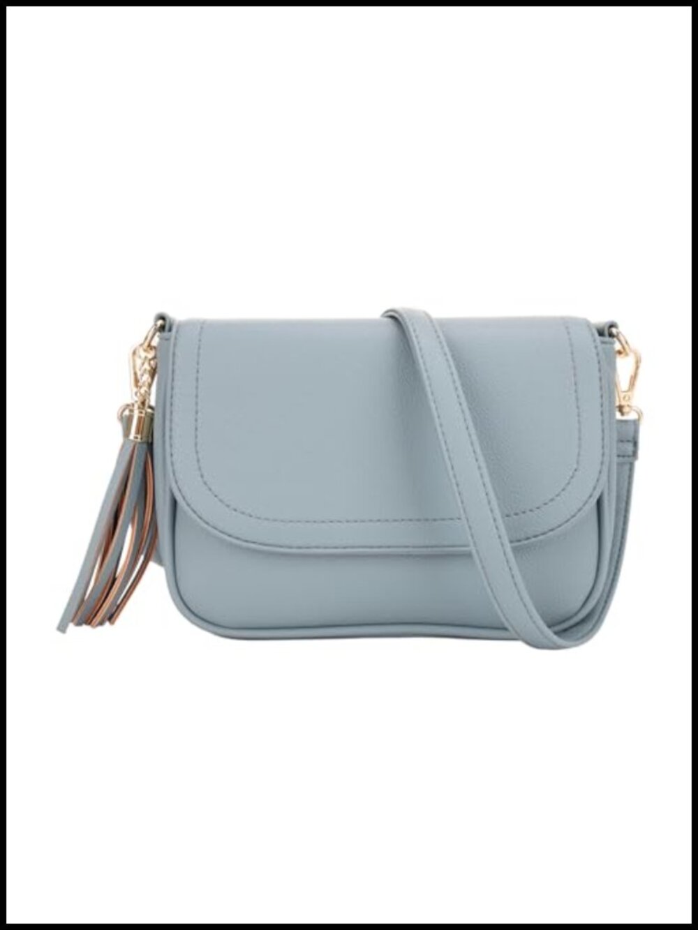 Small Flap Crossbody Bag Saddle Purse with Tassel Vegan Leather